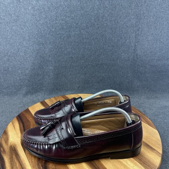 GH Bass & Co Weejuns Mens 10.5 EE Loafers Leather Tassels Burgundy Wine Shoes - Picture 5 of 15